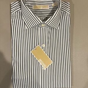 Michael Kors Black and White Striped Dress Shirt
